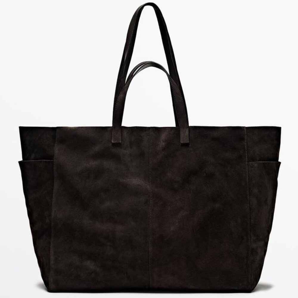 Massimo Dutti Chocolate leather maxi bag